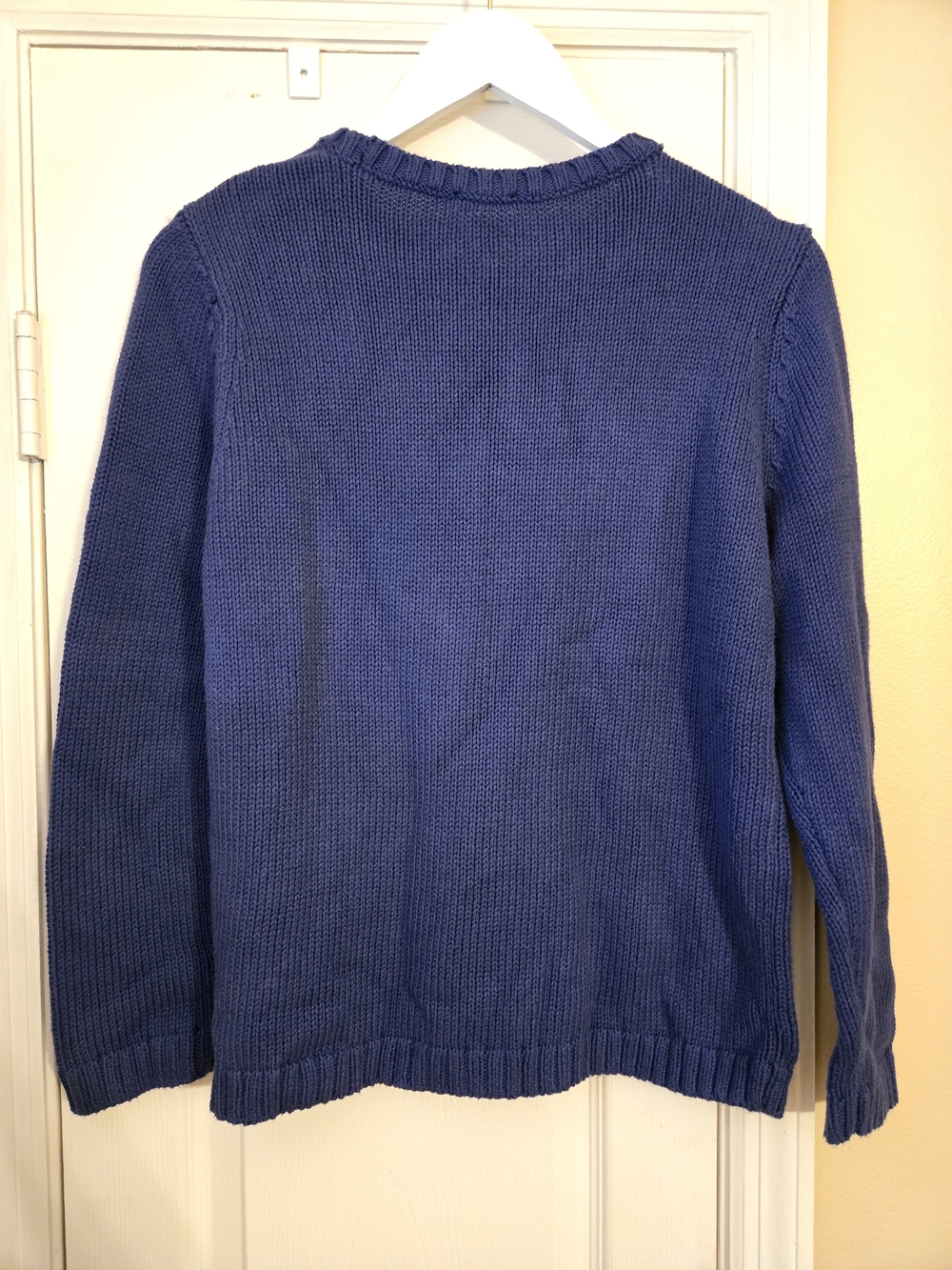 Talbots Blue Cotton Crewneck Sweater with Light Blue Anchor Size Large Petite - Picture 2 of 4